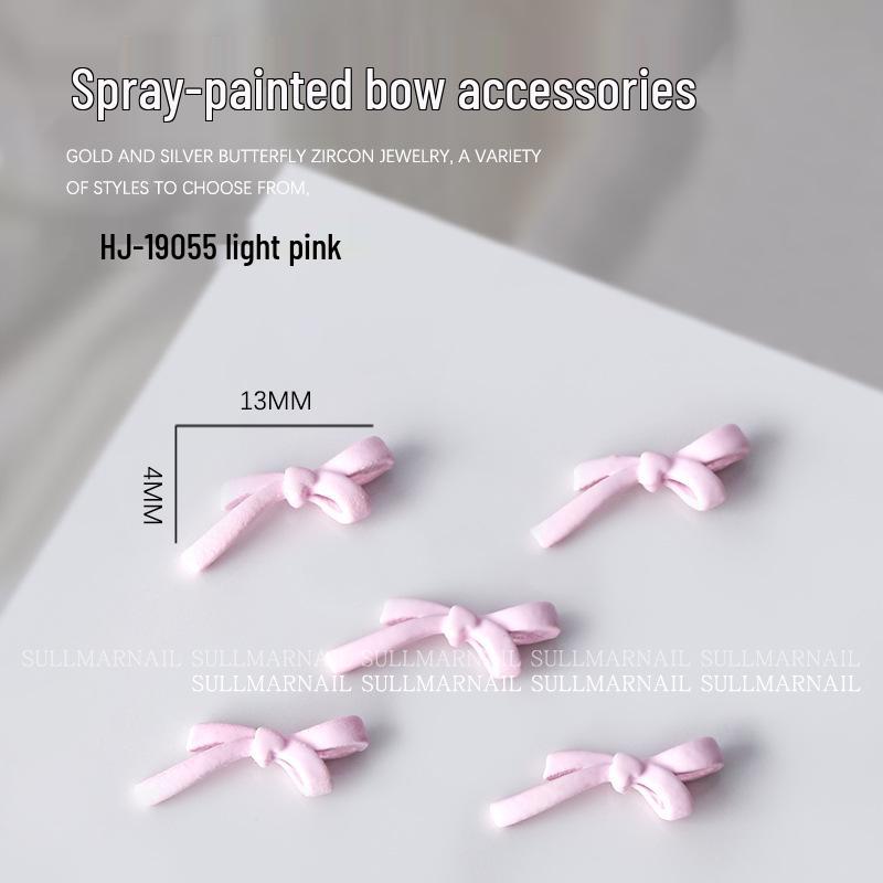 

Nail Art Metal Spray Paint Bow & Rhinestones 3D Decoration Set - Pack of 5