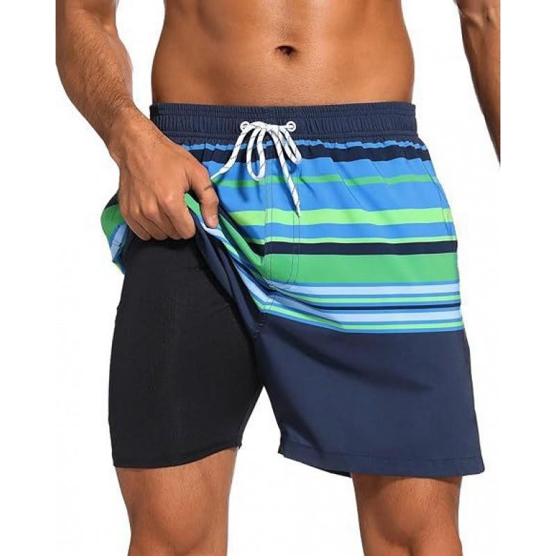 Mens Quick-Dry Board Shorts Swim Trunks With Print Design Beach Surfing Swimming Outdoor Activities