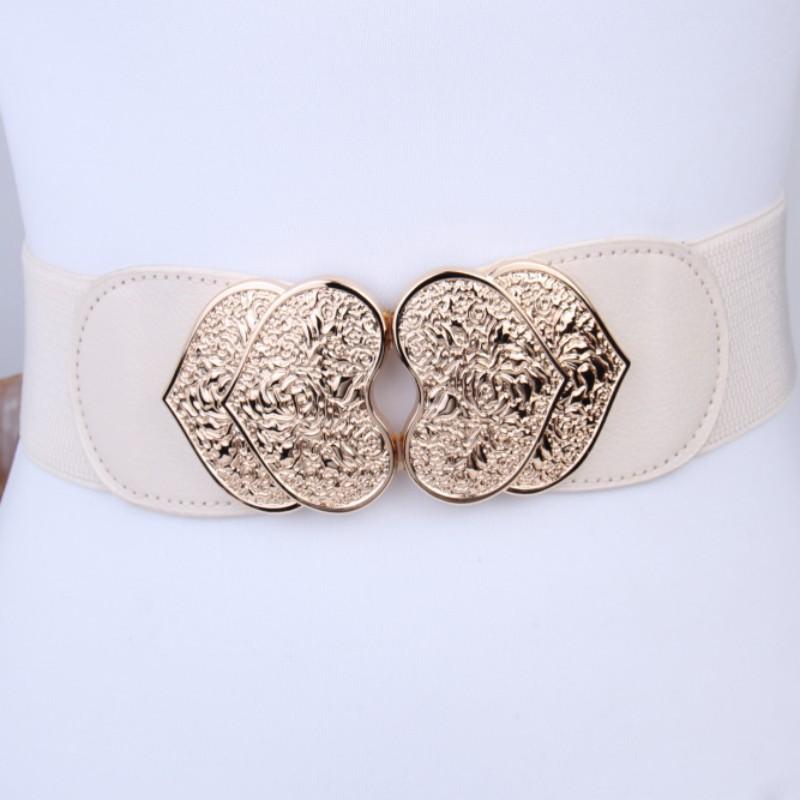 Cooler Gürtel Damen Retro Graviertes Schnallenpaar Taillensiegel Kleiderdekoration Elastischer Elastischer Breiter Gürtel