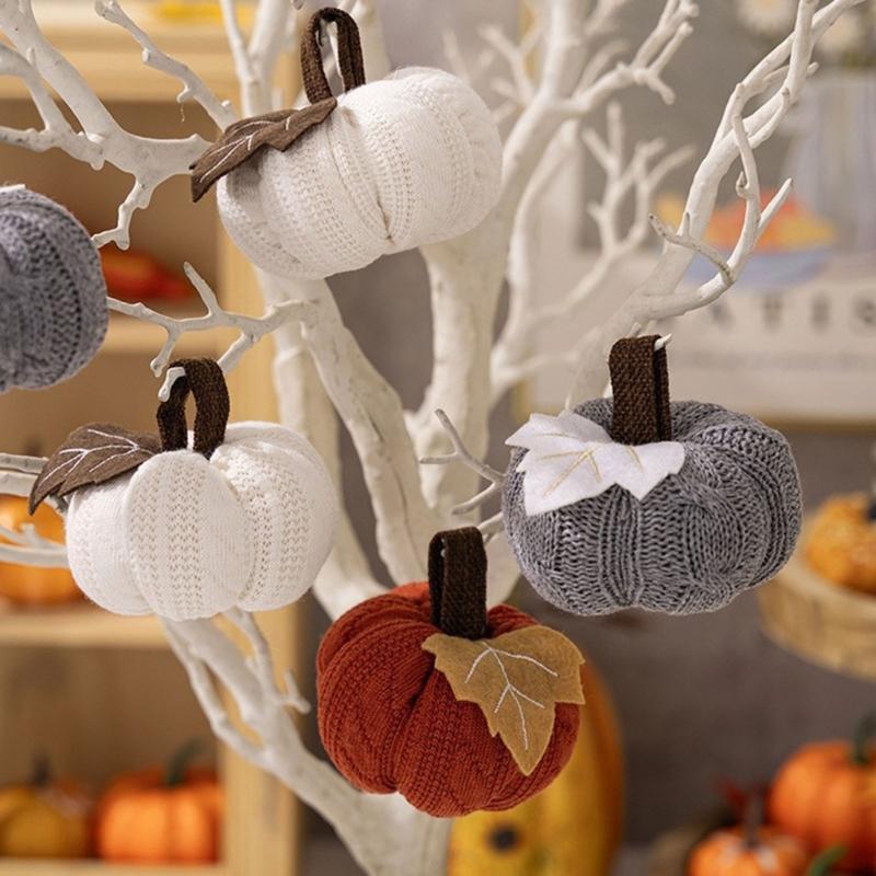  Soft Fabric Fall Harvest Decoration Knit Pumpkins Seasonal Table Decoration