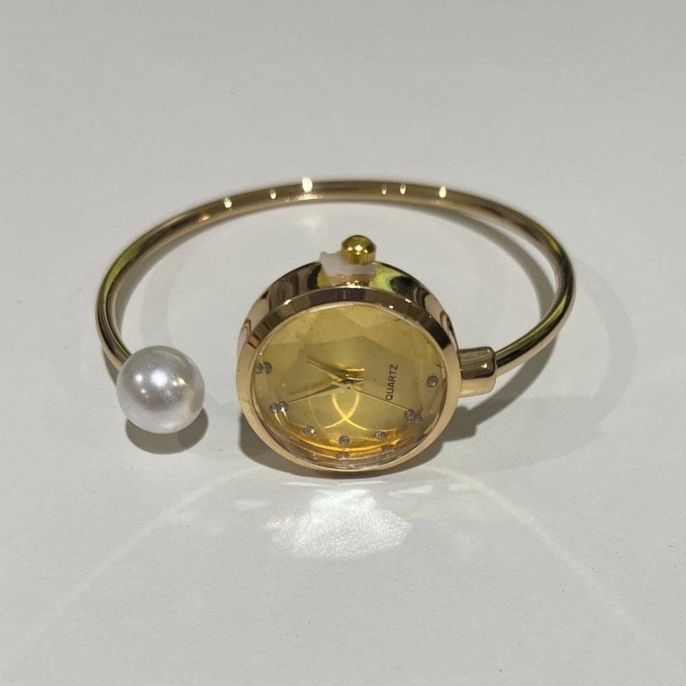 Gemstone Quartz Quartz Wristwatch Fashion Rhinestone Dial Watch Trendy Pearl Bracelet Watch Daily золотой