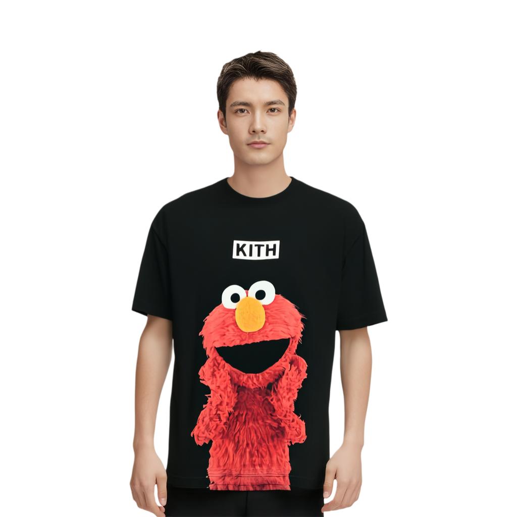 Kith x Sesame Street Elmo Tee Black Men Tops KHM033091-001