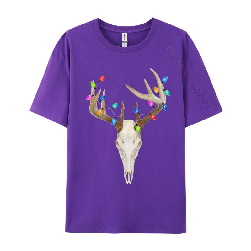 Deer Skull Hunting Christmas Whitetail T-Shirt Cotton Top T-Shirts For Men Normal Tops Shirts Prevalent Slim Fit
