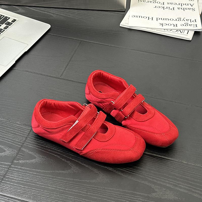 F-Spring New Ballet Style Velcro Candy Color Han Mary Jane Shoes Women's Breathable Soft-soled Single Shoes