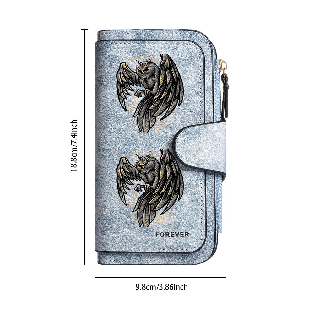 Gothic Owl Pattern Long Wallet Vintage PU Leather Card Holder Fashion Casual Forever Purse