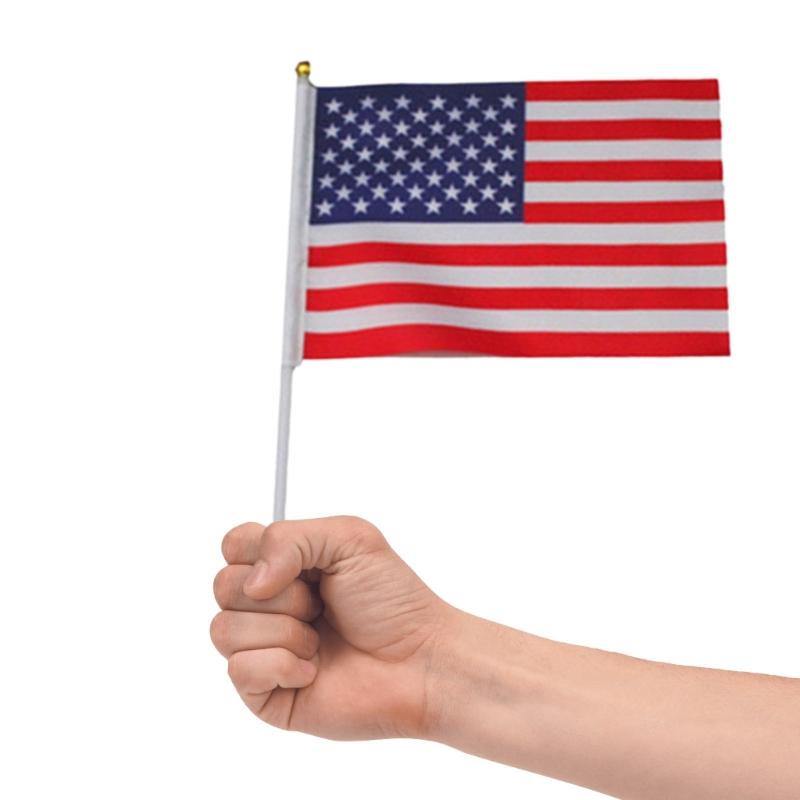 Stands Out Handheld Flag Small American Flags for Show Your Enthusiasm 6pcs