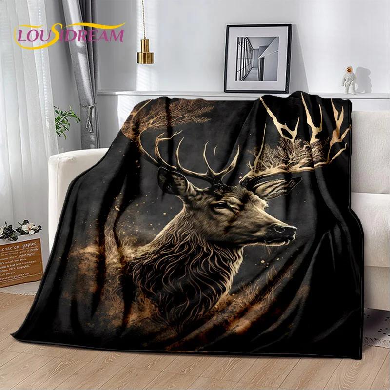 3D Dream Forest Christmas Elk Sika Deer Soft Plush Blanket,Flannel Blanket Throw Blanket for Living Room Bedroom Bed Sofa Cover