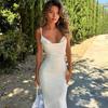 Mode 2026 Sommer Spaghettiträger Kleid Neues Sexy Träger Rückenfrei Spitze Lang Bodycon Partykleid Elegant Slim Fit Damenbekleidung