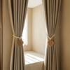 Functional Window Curtain Embellishments Braided Leaf Tieback, Boho Wooden Bead Holder, Textile Decorations Rustic Farmhouse Drapery Holdback