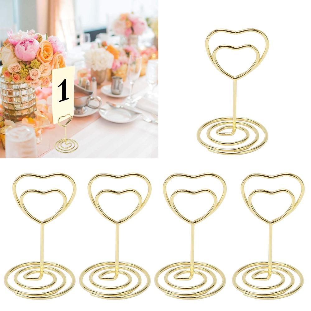 25PCS Stable Base Table Number Stands Heart Shaped Name Card Clips Place Card Holders  Party Use