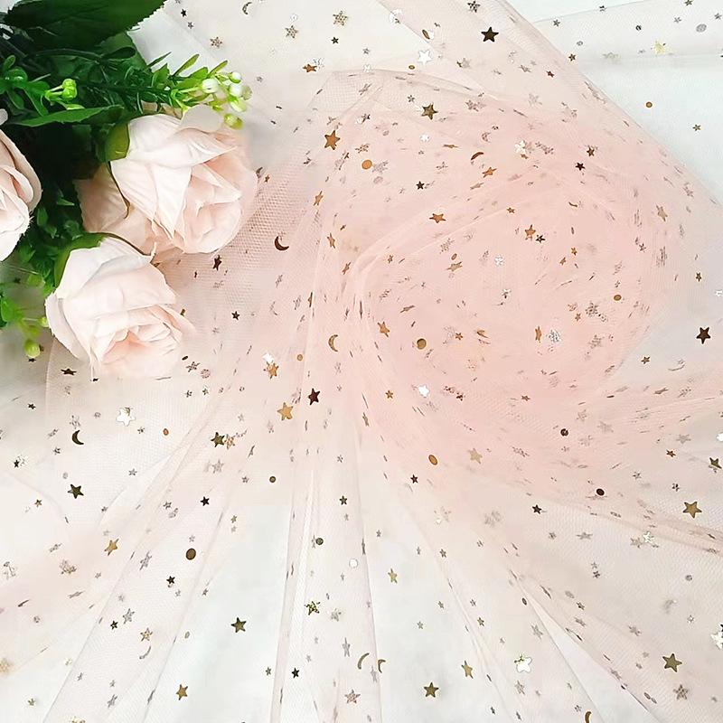 

Предварительно нарезанная сетчатая ткань из тюля «Звездная луна» для букетов, юбок для стола и платьев для кукол