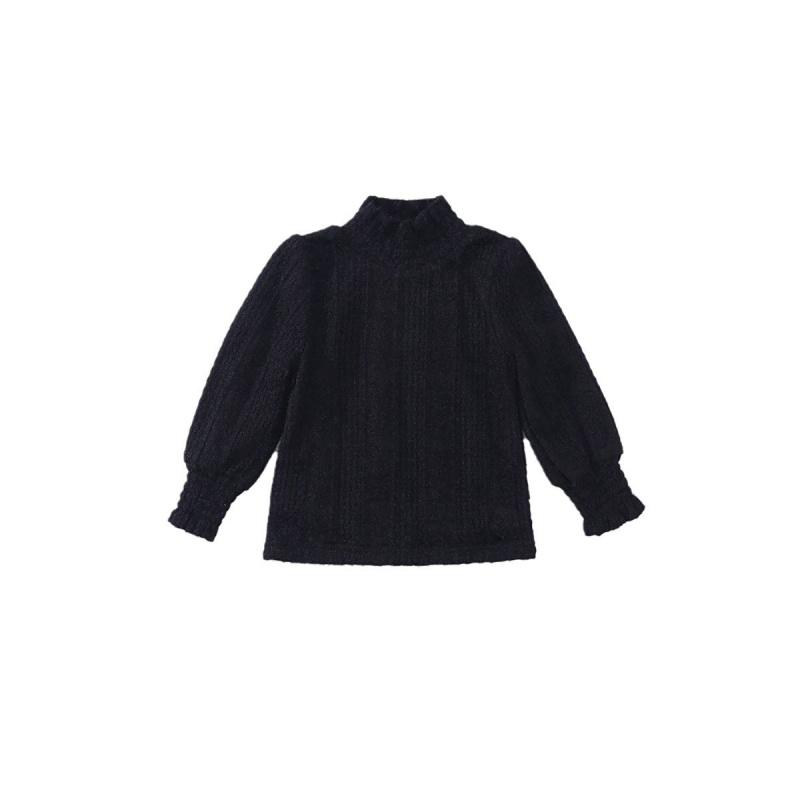Children's Fleece-Lined High-Neck Base Shirt Winter New Style Girls' Korean Version Lace Long-Sleeve Thickened Top