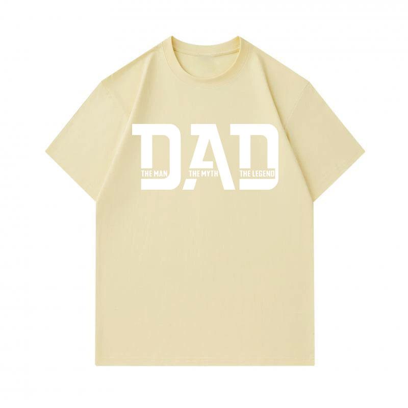 Men's 100% Cotton Crew Neck Short Sleeve T-Shirt, DAD The Man The Myth The Legend Print Casual Comfortable Father's Day Gift Tops For Daily Wear