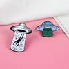 English Letter Finally UFO Badge Alloy Brooch Pin Clothes Jewelry Decor