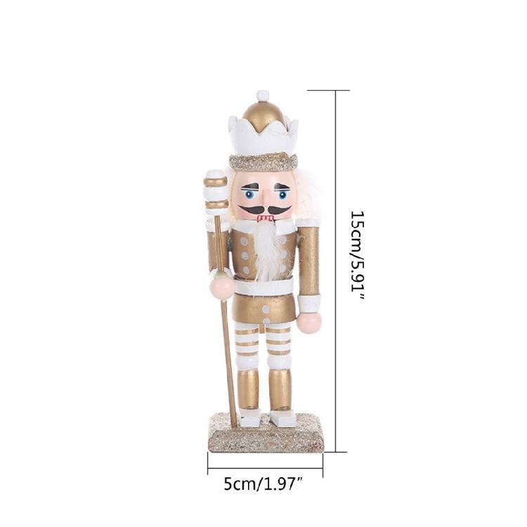 3Pcs Christmas Nutcracker Ornaments Wooden Standing King Figurine Home Decor