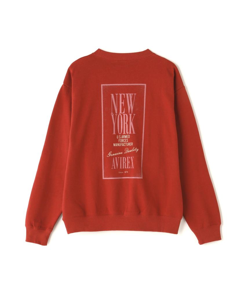 AVIREX TAPESTRY OF NEW YORK CREWNECK SWEAT(WEB&DEPOT Exclusive) men's F 104 dark red 783-4232015