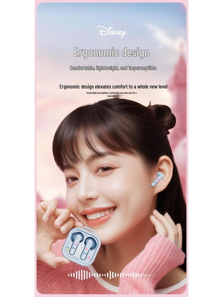 Disney H19 Wireless Bluetooth Earphones - Cute Cartoon Design, Semi-In-Ear, Long Battery Life (2025 Model)