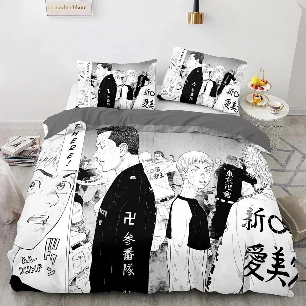 3D Tokyo Avengers Bedding Set Anime Manjiro Sano Duvet Cover Double Twin Full Queen King For Adult Kids Bedclothes Quilt size