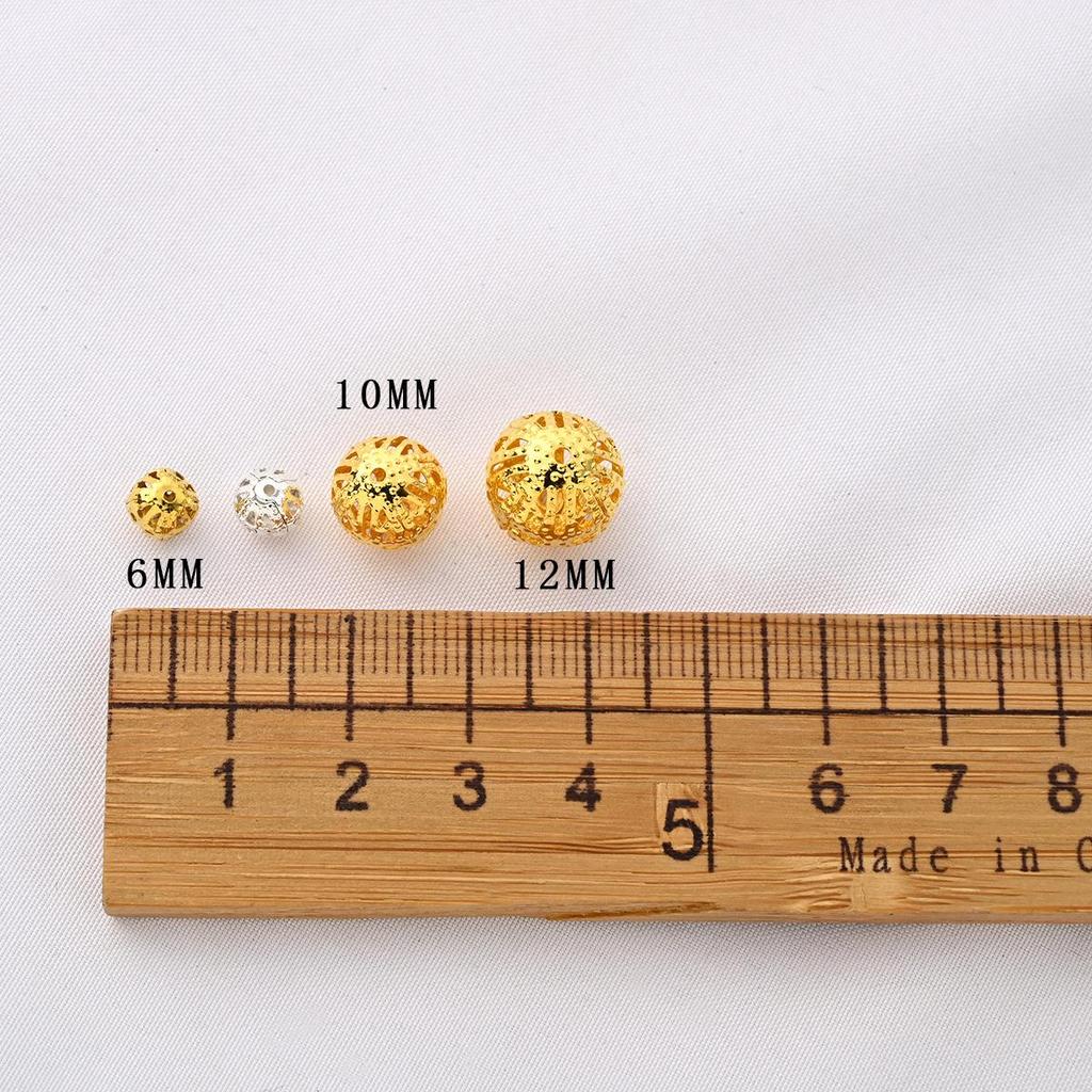 Hollow Flower Pattern Round Spacer Beads for DIY Jewelry and Ancient Style Hair Accessories