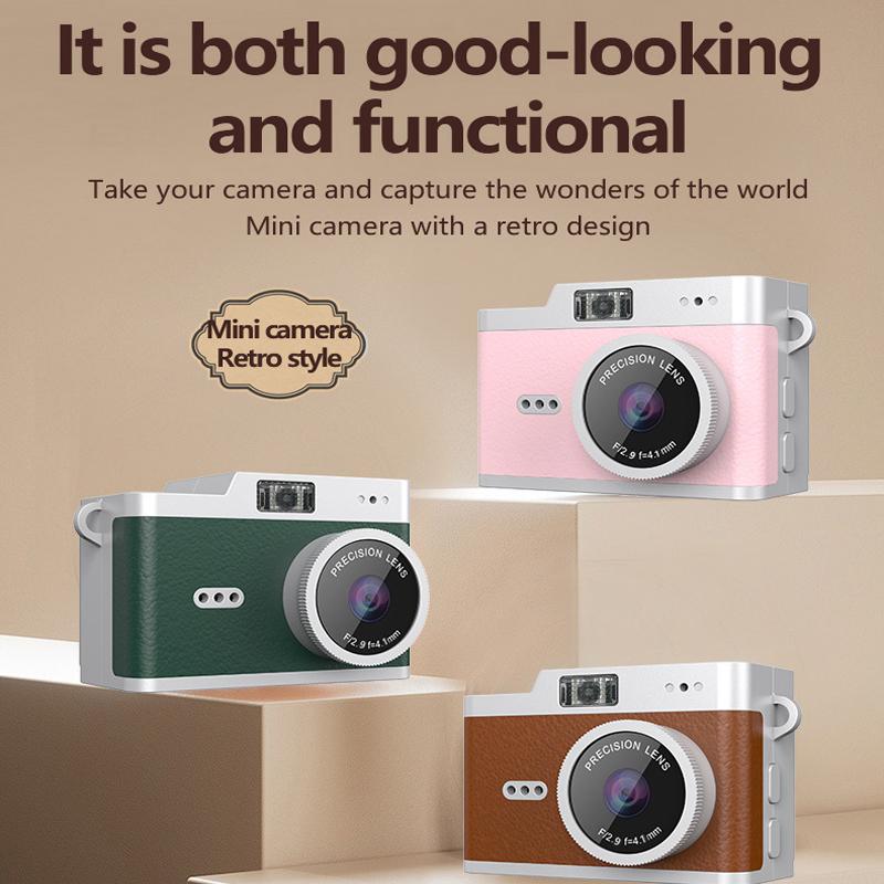 Retro Digital Camera 1080P Video Recorder LED Fill Light Keychain Camera 0.96 Inch IPS Screen Portable Mini Digital Camera