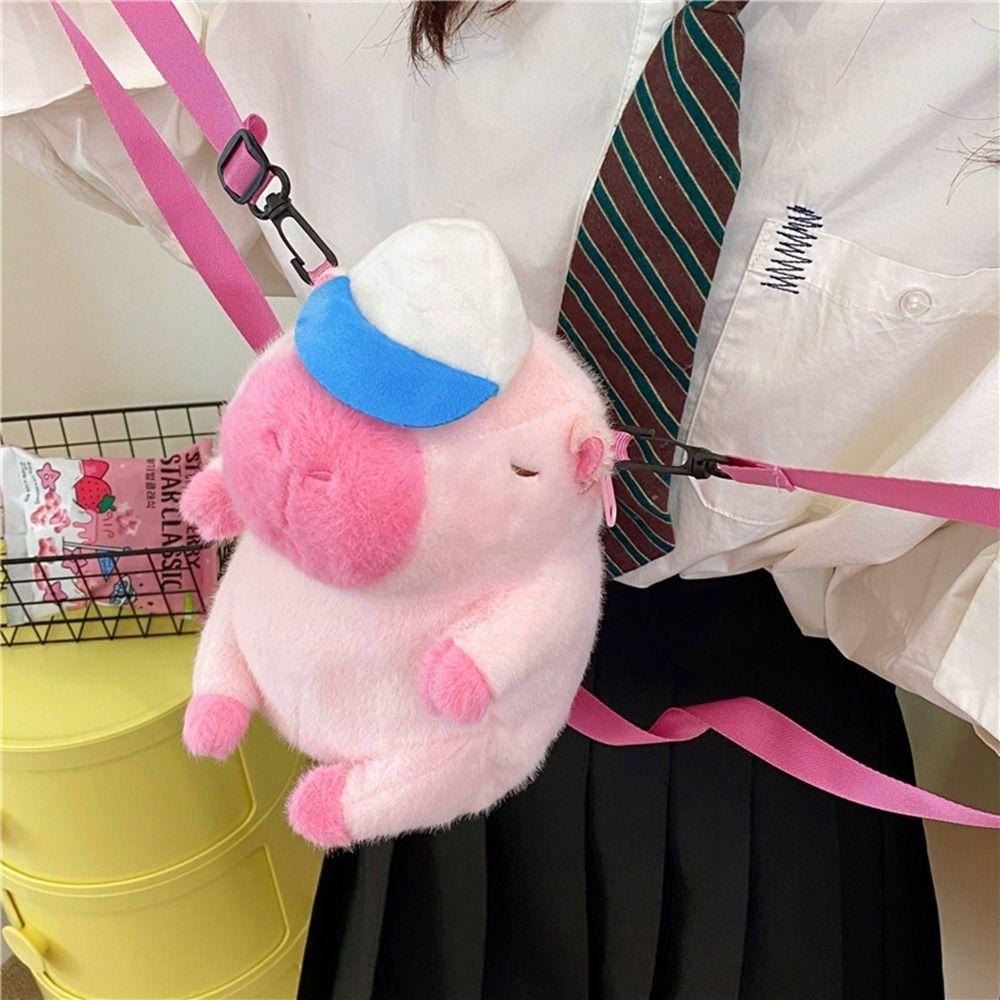 Animals Cartoon Backpack Capybara Students School Bag Sweet Capybara Plush Backpack  Girls