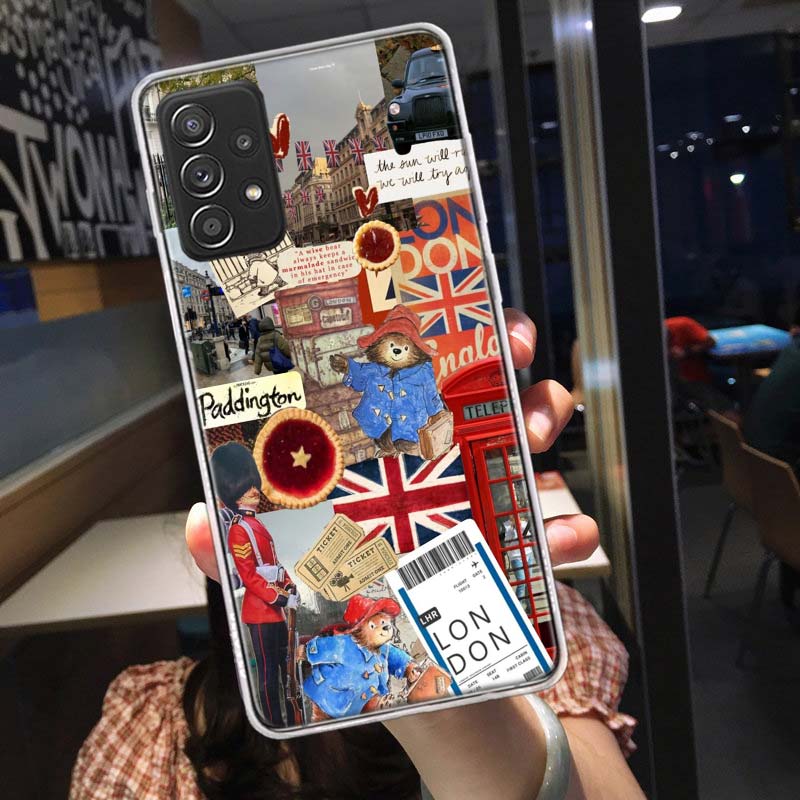 Cute P-Paddington Bear Phone Case for Samsung A54 A57 A37 A17 A14 A15 A12 A24 A34 A55 A35 A25 A52S A07 A05S A04S A22 A32 A72 Gal
