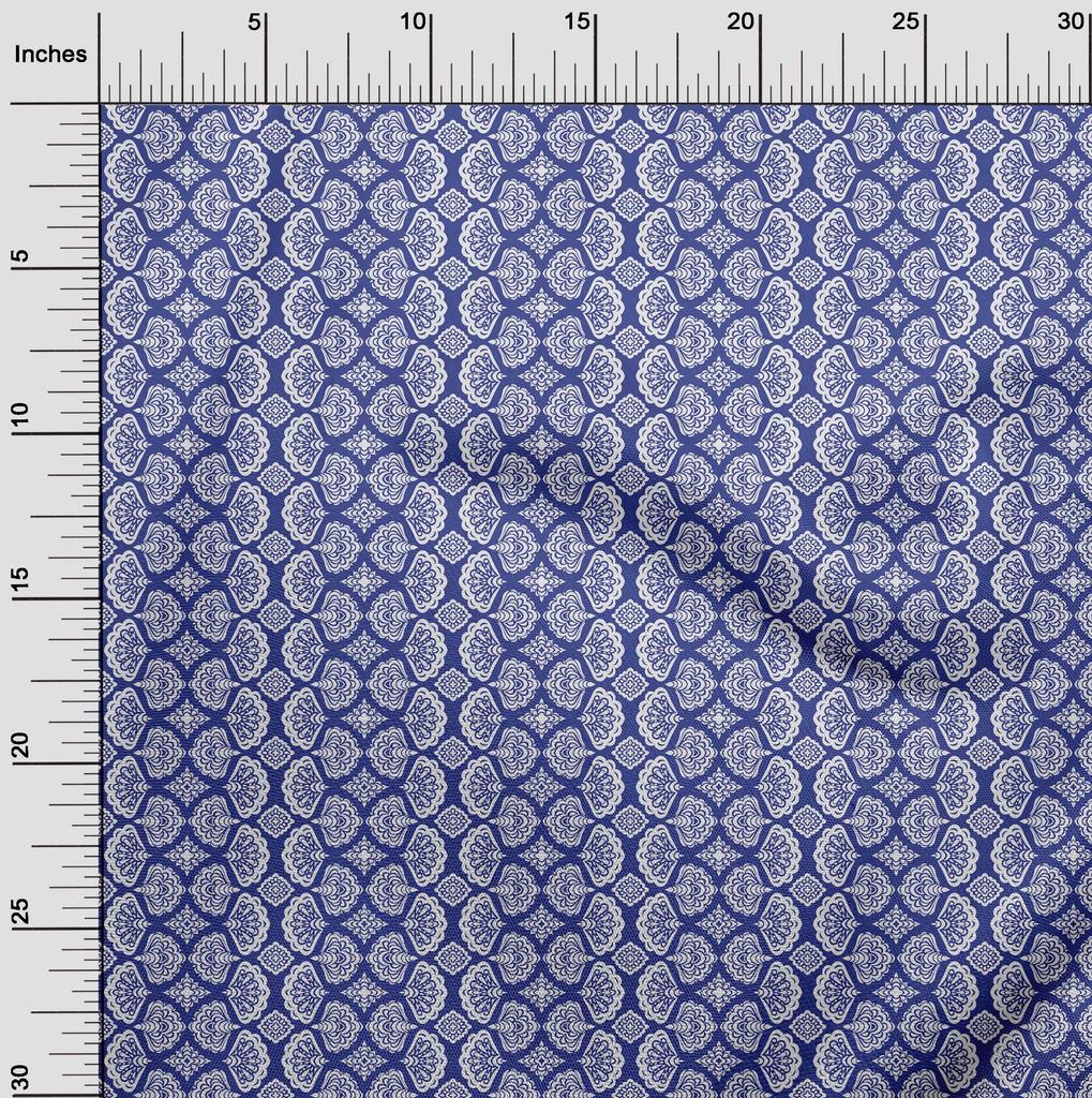 oneOone Cotton Flex Blue Fabric Asian Block Sewing Craft Projects Fabric Prints by Yard 40 Inch