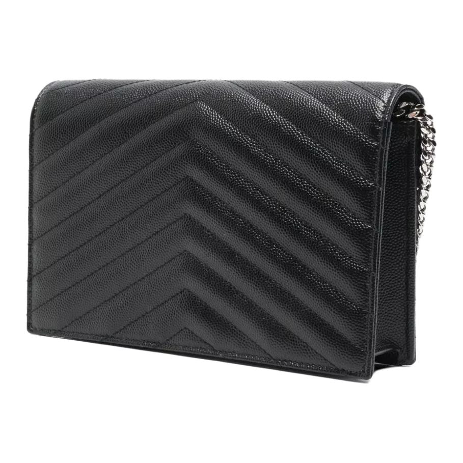 SAINT LAURENT Cassandre Cow Leather Shoulder Bag Women's Black 857605-BOW02-1000