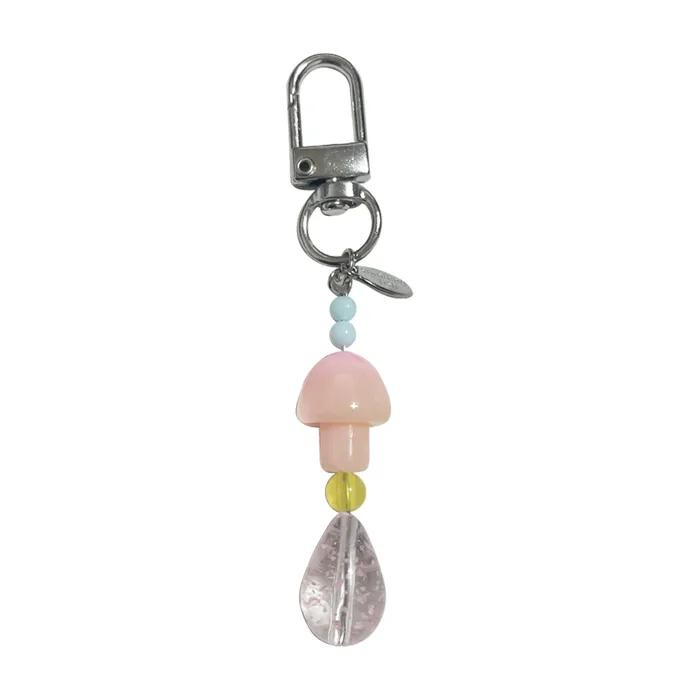 pink mushroom key ring