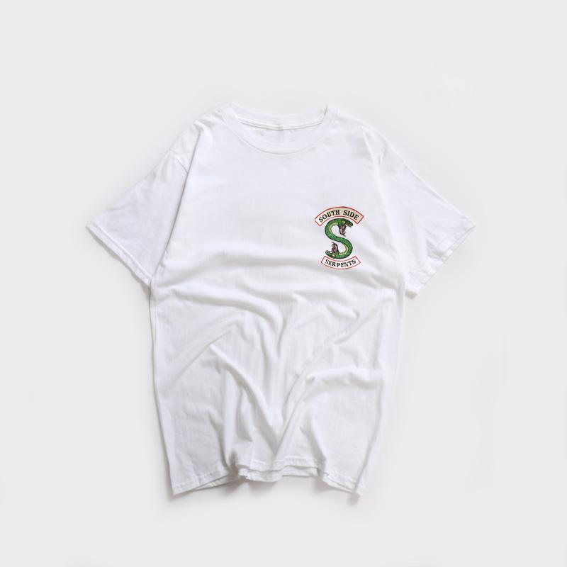 

Модные брендовые топы для девочек, летний стиль, женская футболка в стиле Харадзюку, футболка Riverdale South Side Serpents для женщин, топы Riverdale M