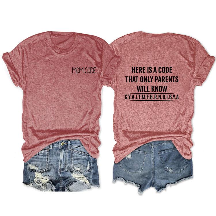 Fashion before and after here is a code letter print women's casual short sleeves
