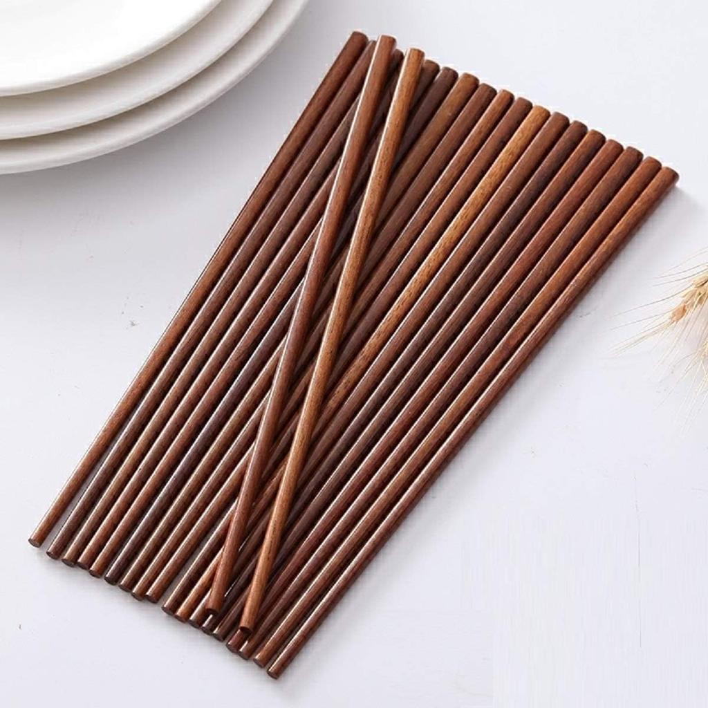 Wooden Chopsticks Reble Dishwasher Safe 10 Pairs Chinese Asian Korea Iron Wood Handmade Chopstick Natural Healthy for Cooking Eating Restaurants