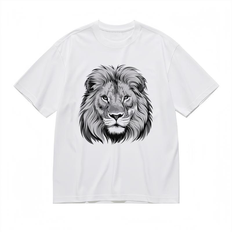 

Men s Breathable Classic T-Shirt Majestic Lion Mane Sketch Print Design Tee 4XL