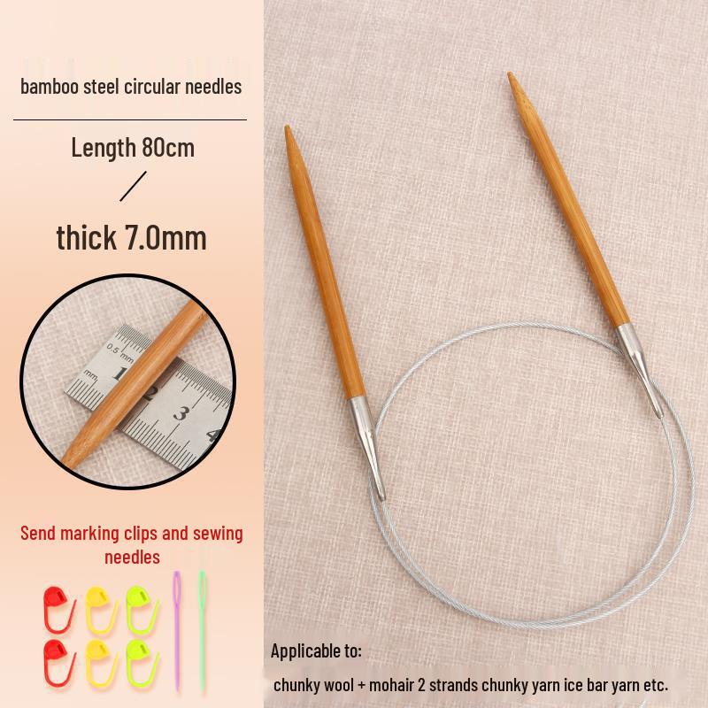 Circular Bamboo & Steel Knitting Needle Set for Hand Knitting Cowl & Cuff Projects