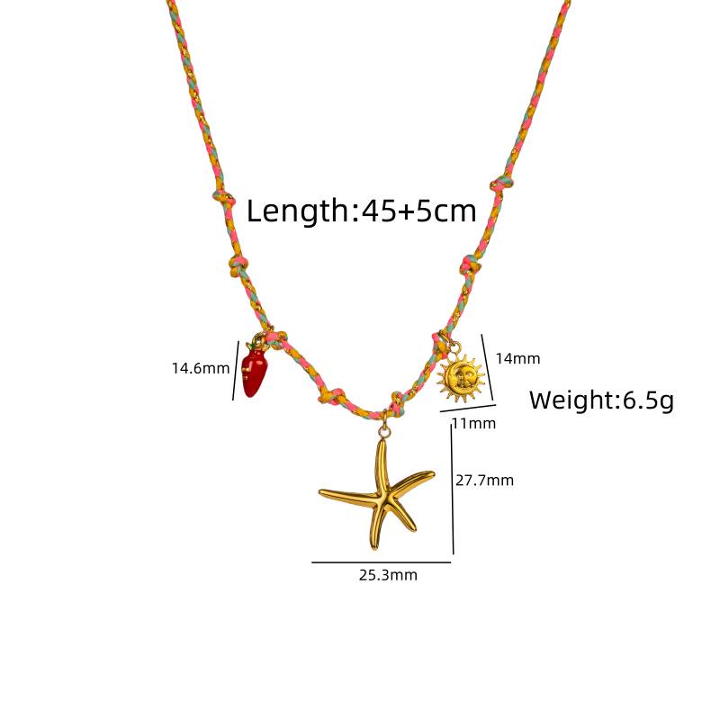 European & American Design Dopamine Color Rope Necklace with Ocean Series Pendant
