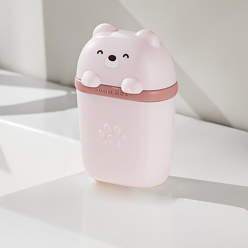 Portasapone portatile a forma di orso dei cartoni animati, scatola di immagazzinaggio sigillata, impermeabile, da viaggio, per la casa, il bagno, il campeggio, la scatola di immagazzinaggio portatile