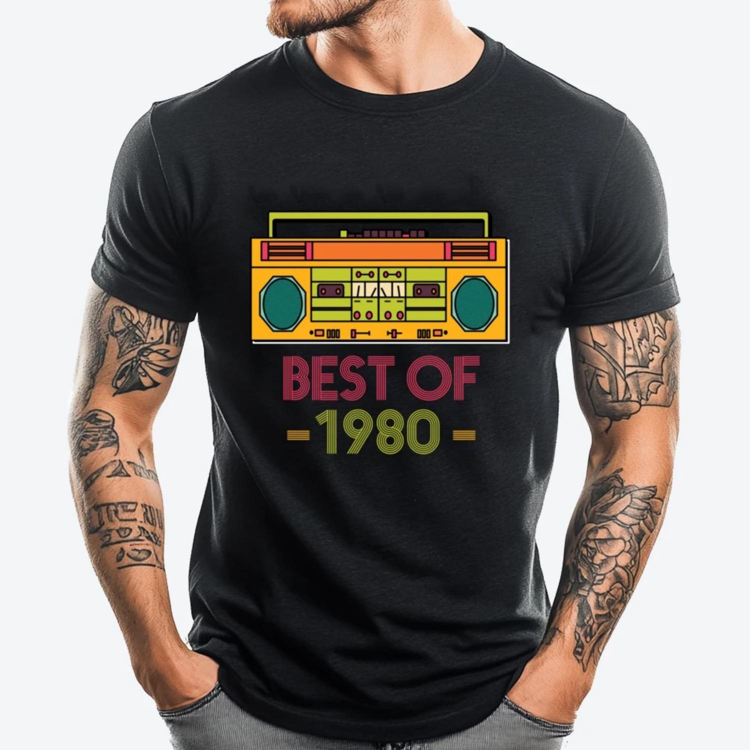

Retro Radio Best Of 1980 40 Years Old Birthday Cassette Mens Graphic Tshirts Women Men Clothes Print S чёрный