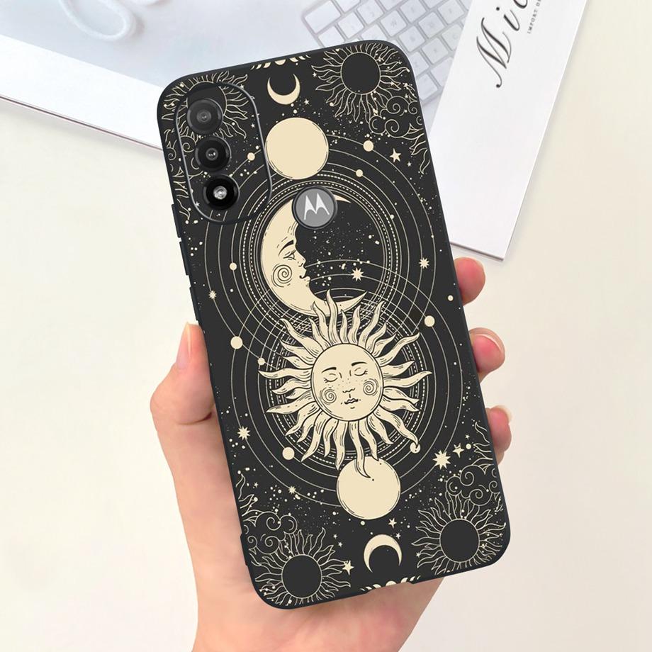 For Moto E20 Case 6.5" Soft Silicone Black Cat Moon Night Back Cases for Motorola Moto E20 Case TPU Capa Motorola E20 Bumper