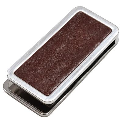 TAVARAT Money Durable Clamping Made In Brass and Genuine Men's Clip, Force, Japan, Leather, U-Clip (Dark Brown)