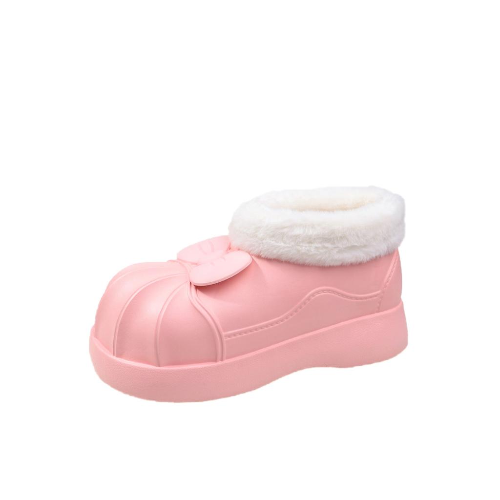 Autumn And Winter Women's Waterproof Rain Boots With Cotton To Keep Warm And Cute Cartoon Bow Ultra-light Waterproof Rain Boots