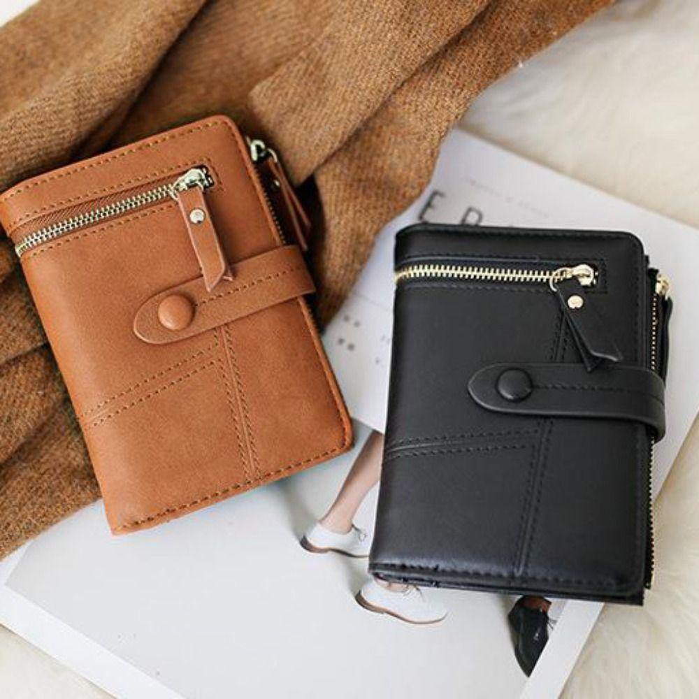Multi-card Slot Women Card Bag Folding PU Leather Coin Purse Simple Short Women Wallets  Girl