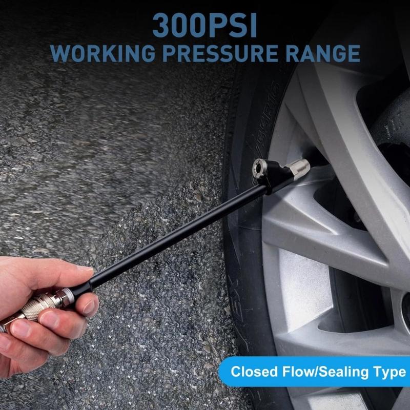 2PCS Tires Air Chuck Extension Bars & Quick Connect Couplings Rusts Resistant Designs Tires Inflation for Auto Bike Tubes