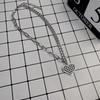 Korean version design sense black and white checkerboard love double chain titanium steel necklace sweet cool hip hop pendant women's jewelry