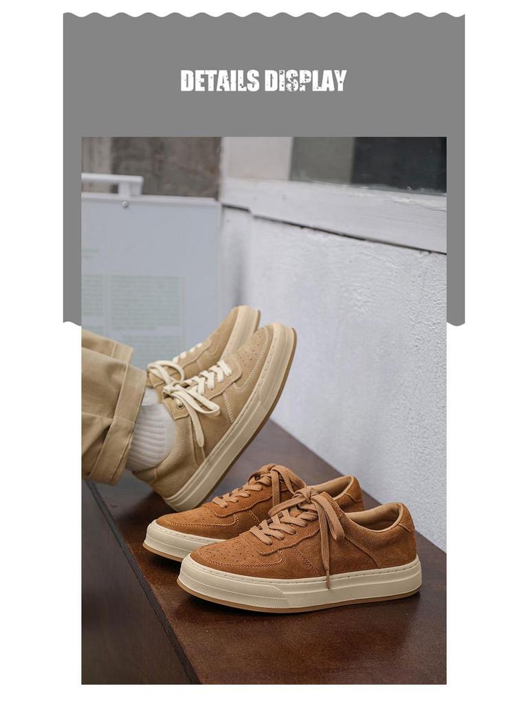 2024 New Design Men's Thick-Soled Cow Suede Casual Sneakers – Trendy & Versatile Fashion