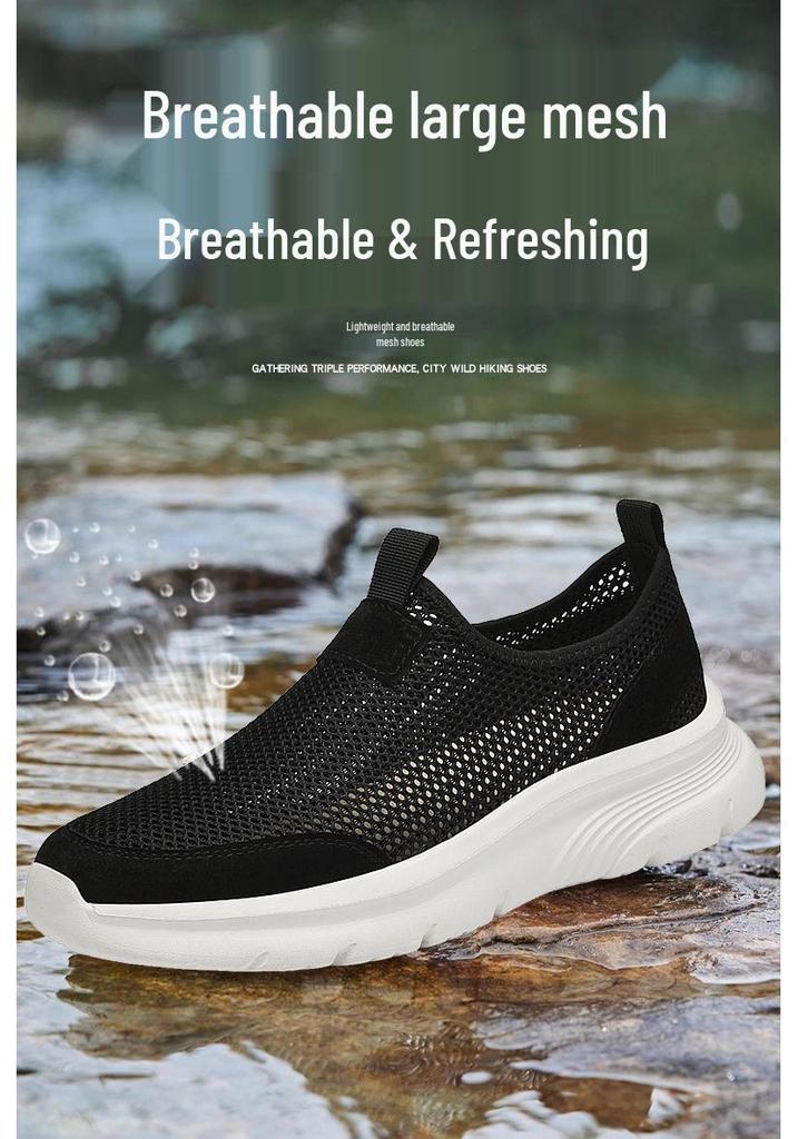 Men's Breathable Mesh Slip-on Loafers: Non-slip, Soft Sole, Casual Shoes for Dad
