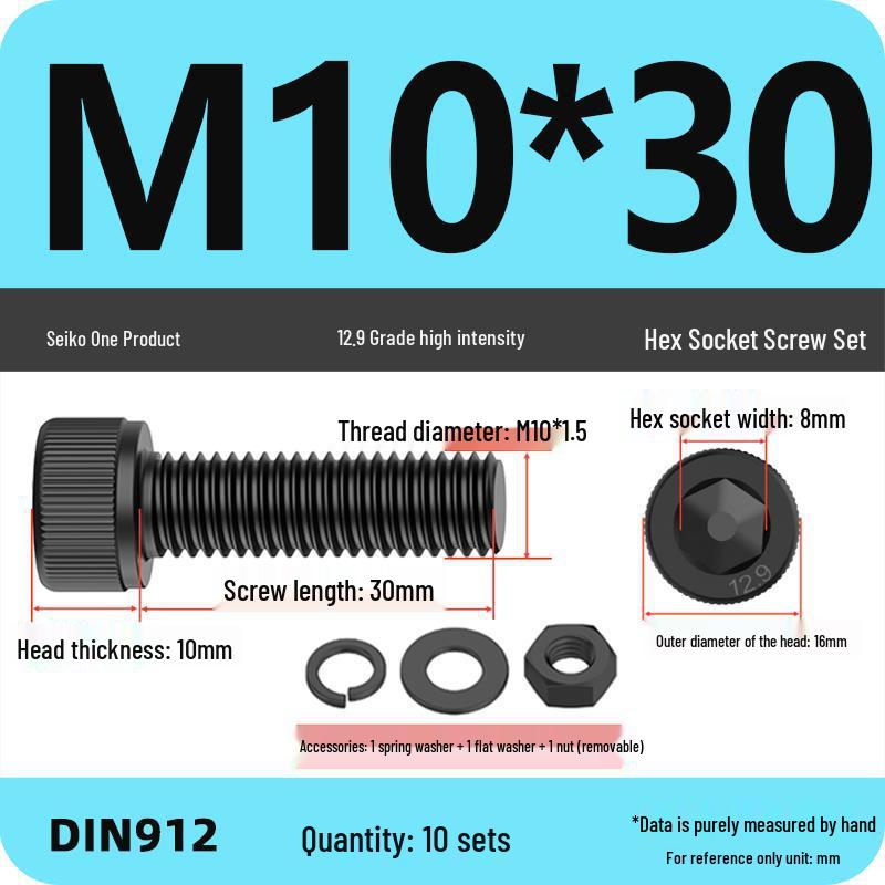 12.9 High Strength Socket Head Cap Screw and Nut Set M8-M16.