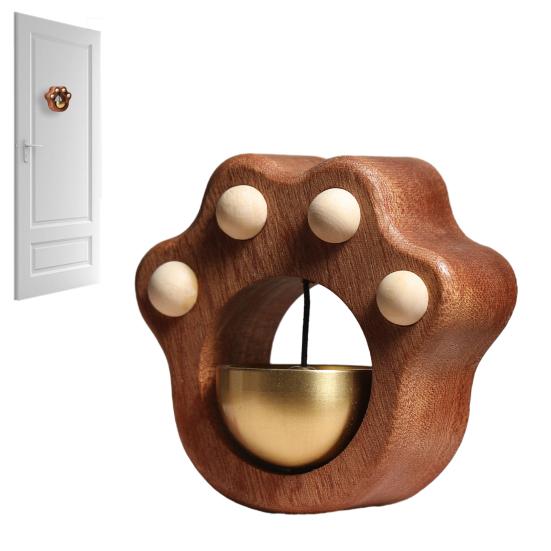 Magnetic Cat Paw Shopkeepers Bell Wooden Door Opening Bell Home Office Entrance Decorative Hanging Wind Chime Doorbell