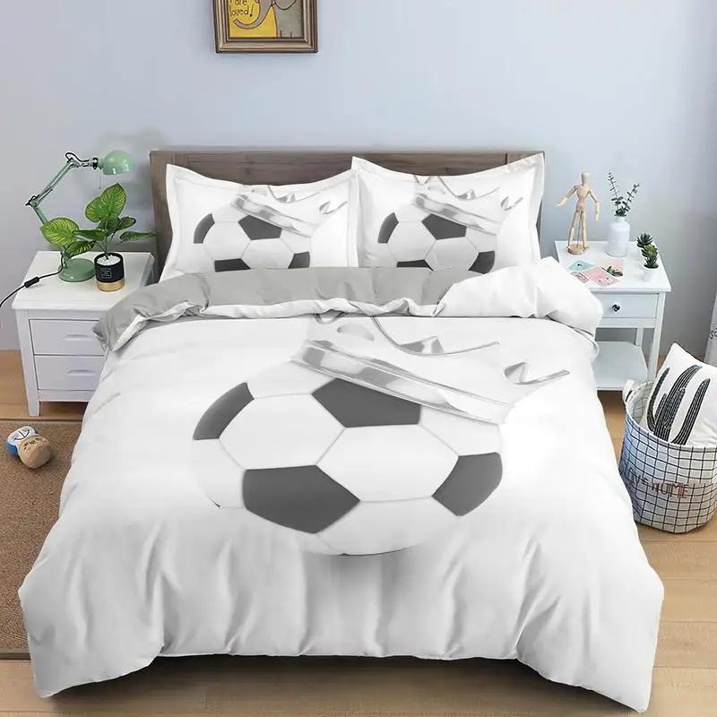Basketball Football Printed Duvet Cover Set Queen King Size Polyester Comforter Cover Sport Bedding Set For Boys Girls Teen