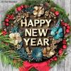 Artistic Happy New Year Wooden Sign - Wreath Round Sign for Front Door, Wall Hanging Decor - Ideal Festival Ornament