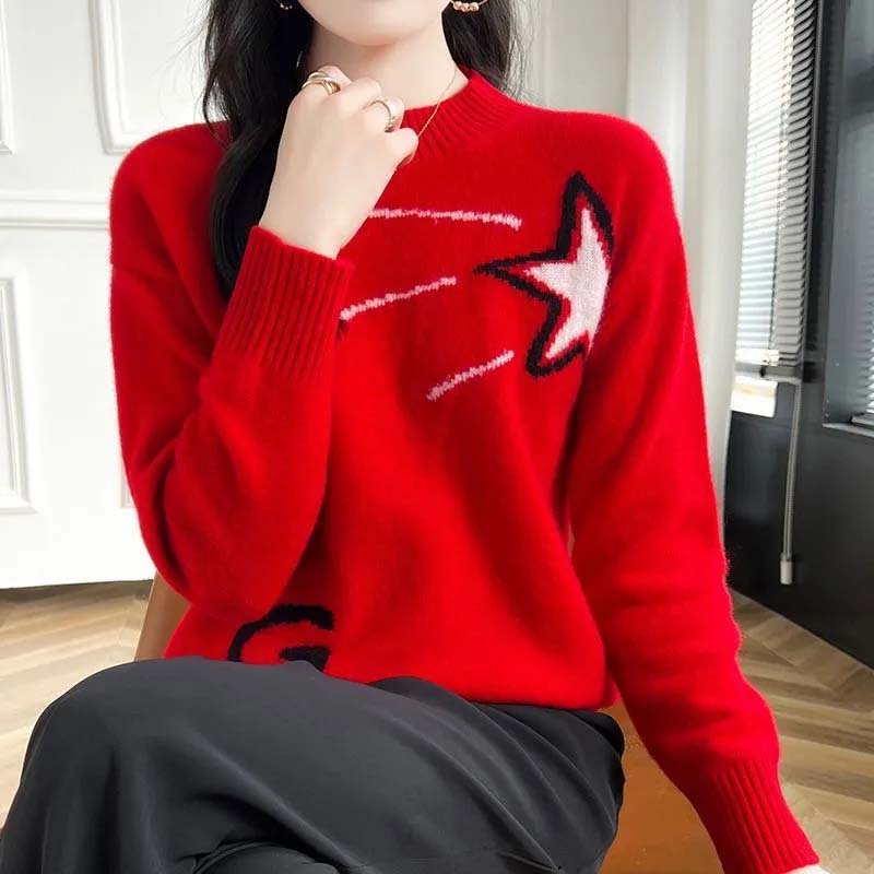 Pullover für Damen Herbst Winter Verdickt Warm Gestrickt Dehnbar Langärmelig Oberteile